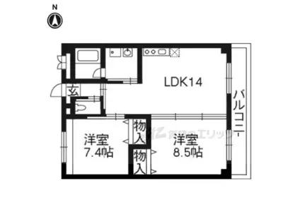 京阪電気鉄道宇治線 三室戸駅 徒歩3分 5階建 築17年(2LDK/5階)の間取り写真
