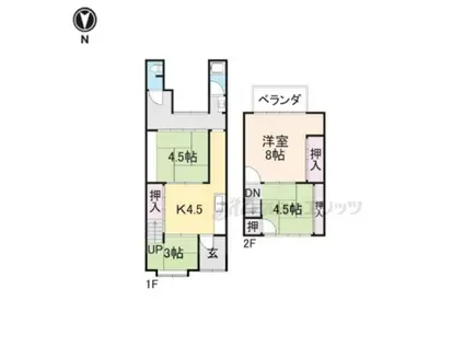 京都市東西線 蹴上駅 徒歩18分 2階建 築86年(4DK)の間取り写真