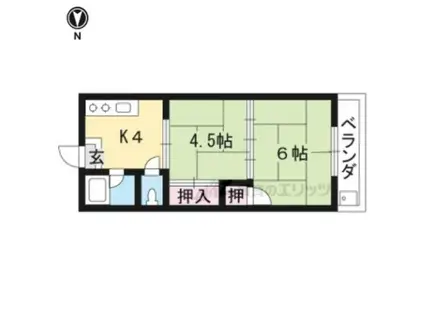 松扇荘(2K/1階)の間取り写真