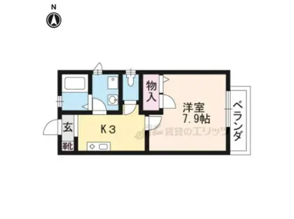 フローラルハイツさくら野(1K/2階)の間取り写真