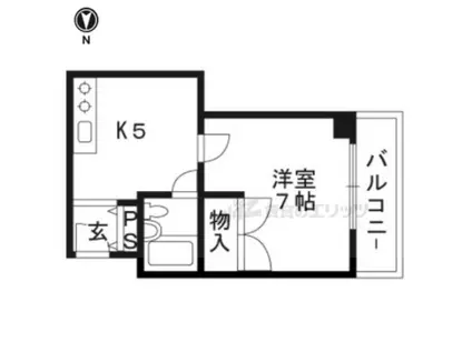 第2ヌヴェールハイツ(1K/3階)の間取り写真