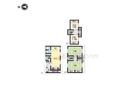 山陰本線 二条駅 徒歩7分 3階建 築44年(4LDK)の間取り写真