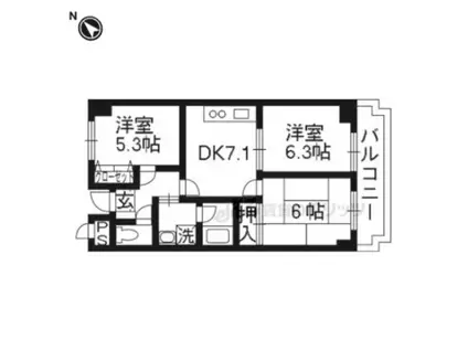 レスポワール星田(3DK/3階)の間取り写真