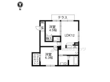 京洛舎岩倉A棟(2LDK/1階)の間取り写真