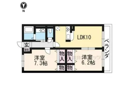 メゾン・ドゥ・ボヌール(2LDK/2階)の間取り写真