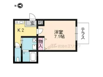 クリスタルコート(1K/1階)の間取り写真