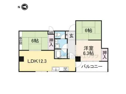 ハイツエリーPART(3LDK/2階)の間取り写真