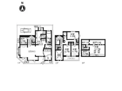 近鉄京都線 近鉄丹波橋駅 徒歩5分 3階建 築27年(4LDK)の間取り写真