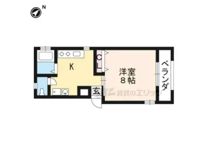 エクセラート瀬田(1K/1階)の間取り写真