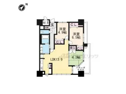 アメニティ南草津(3LDK/17階)の間取り写真