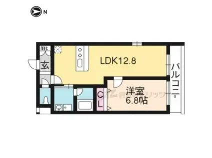 シルクシティ御所西(1LDK/2階)の間取り写真