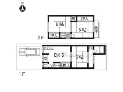 京都市烏丸線 北山駅(京都) 徒歩30分 2階建 築54年(3DK)の間取り写真