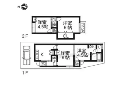 京都市東西線 東野駅(京都) 徒歩33分 2階建 築56年(4K)の間取り写真