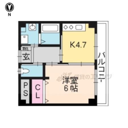 YUWASETA(1K/6階)の間取り写真