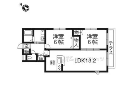 メゾン大山崎(2LDK/1階)の間取り写真