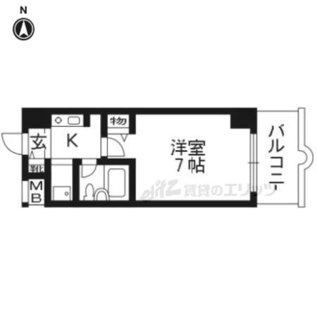 パラドール西院PART(1K/6階)の間取り写真