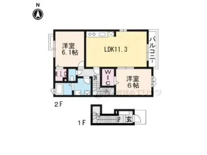 カーサKEI(2LDK/2階)の間取り写真