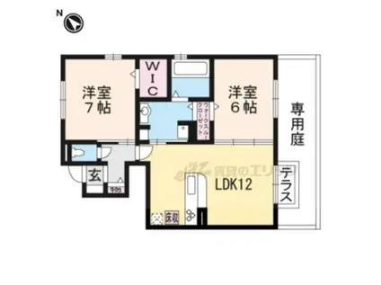 ベルジュウィット(2LDK/1階)の間取り写真