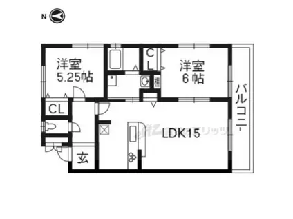 カーサメゾン(2LDK/2階)の間取り写真