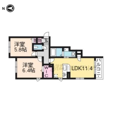 シャーメゾン吉祥院B棟(2LDK/2階)の間取り写真
