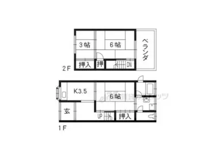 京阪電気鉄道宇治線 黄檗駅(京阪) 徒歩2分 2階建 築61年(3K)の間取り写真