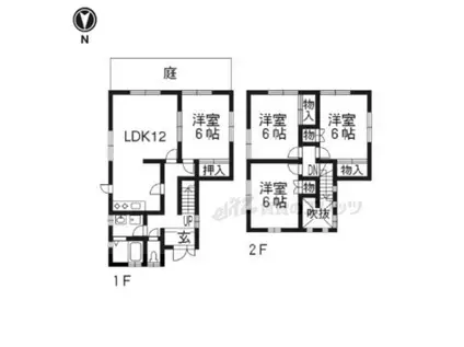 近鉄京都線 興戸駅 徒歩4分 1階建 築40年(4LDK)の間取り写真