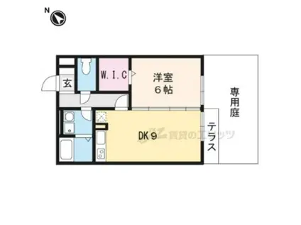 レセンテ出町C棟(1LDK/1階)の間取り写真