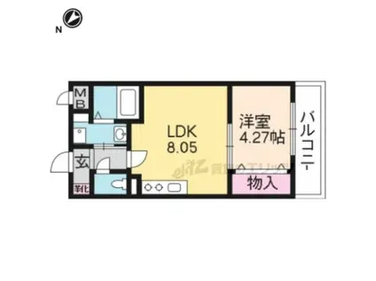 リバーサイド桂壱番館(1LDK/3階)の間取り写真