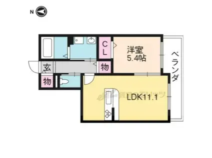 エミネンス松ヶ崎(1LDK/1階)の間取り写真