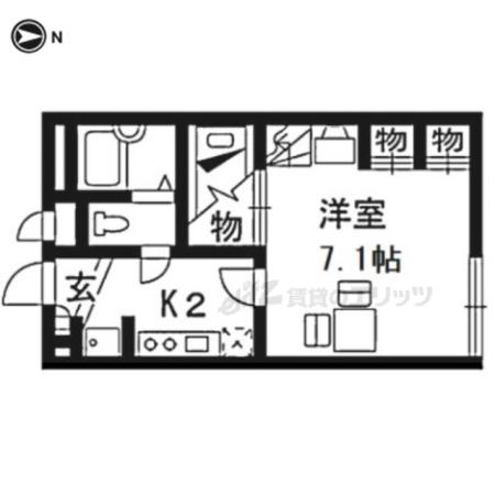 レオパレス北野(1K/1階)の間取り写真