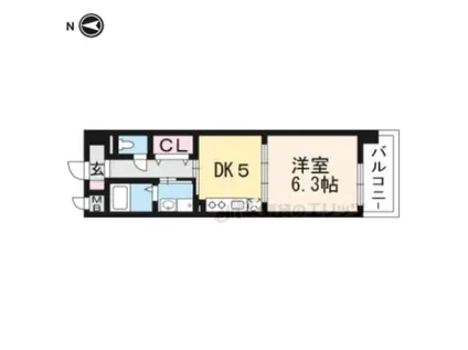 シカタ シャンブレット(1DK/3階)の間取り写真