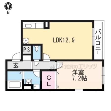 アビタシオン(1LDK/1階)の間取り写真