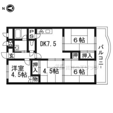 向島ニュータウン3街区F棟(3LDK/6階)の間取り写真