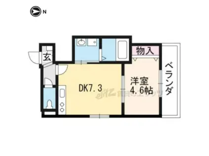 プランドール大将軍(1DK/3階)の間取り写真