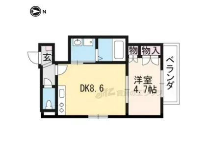 プランドール大将軍(1DK/2階)の間取り写真