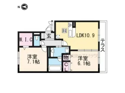 フェリーチェ ファミリアB棟(2LDK/1階)の間取り写真