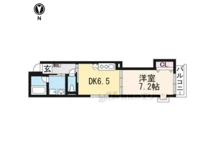 ブランネージュ烏丸五条(1DK/1階)の間取り写真