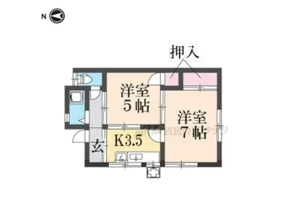 阪急電鉄嵐山線 松尾大社駅 徒歩20分 1階建 築60年(2K)の間取り写真