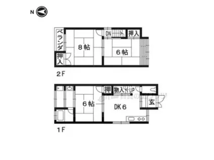 東海道本線 向日町駅 徒歩31分 2階建 築37年(3DK)の間取り写真