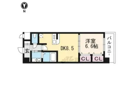 LUXE中書島(1DK/3階)の間取り写真