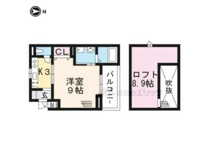 フェリーチェ(1K/3階)の間取り写真