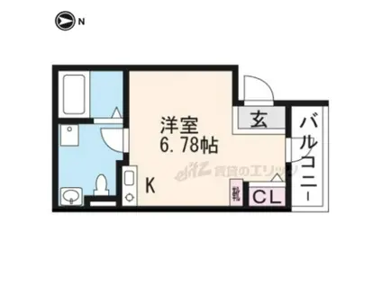 KYOTOHOUSE西寺(ワンルーム/1階)の間取り写真