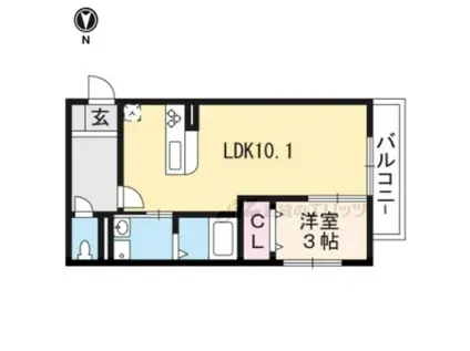 カーサ京町(1LDK/2階)の間取り写真