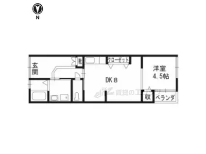 京福北野線 常盤駅(京都) 徒歩5分 1階建 築65年(1LDK)の間取り写真