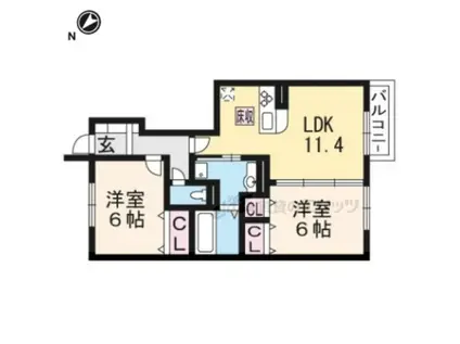 湖西線 比叡山坂本駅 徒歩6分 2階建 築10年(2LDK/1階)の間取り写真