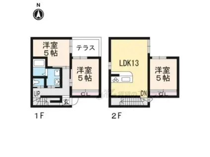 京阪電気鉄道石坂線 粟津駅(滋賀) 徒歩10分 2階建 築13年(3LDK)の間取り写真