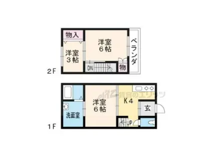 京阪電気鉄道京阪線 墨染駅 徒歩8分 2階建 築58年(3K)の間取り写真