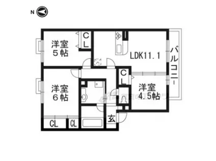 アミカル宮ノ前(3LDK/2階)の間取り写真