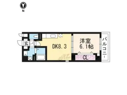 I・レジデンス上鳥羽(1DK/2階)の間取り写真