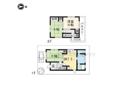京阪電気鉄道石坂線 中ノ庄駅 徒歩2分 2階建 築46年(3DK)の間取り写真